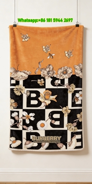 Burberry Floral Checkerboard Print Flannel Sofa Throw Blanket B221